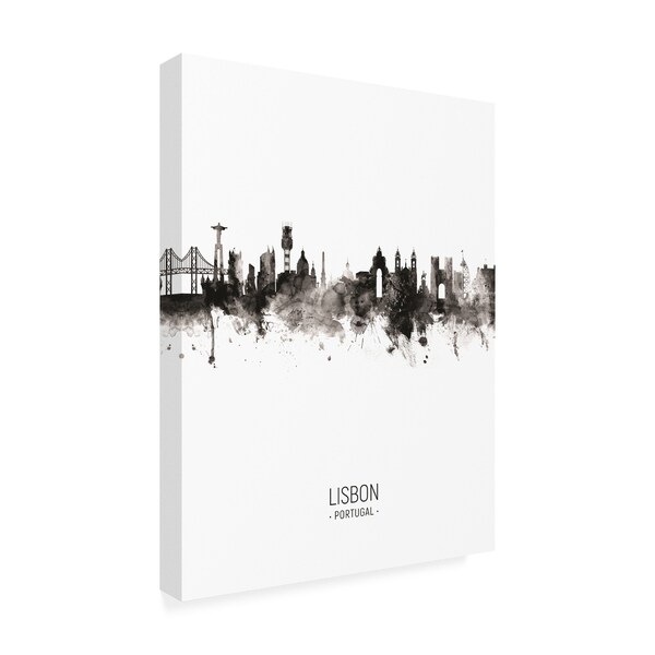 Michael Tompsett 'Lisbon Portugal Skyline Portrait II' Canvas Art,14x19